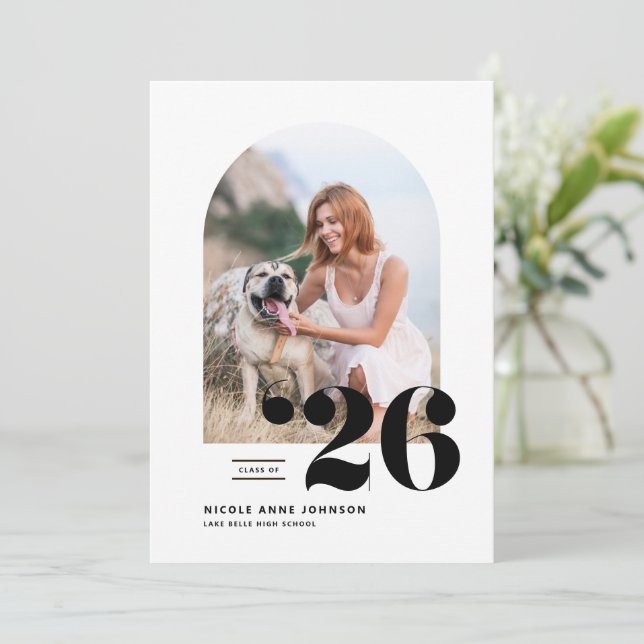 Black Class of 2025 Arch Photo Studenten Inbjudningar (Stående Fram)