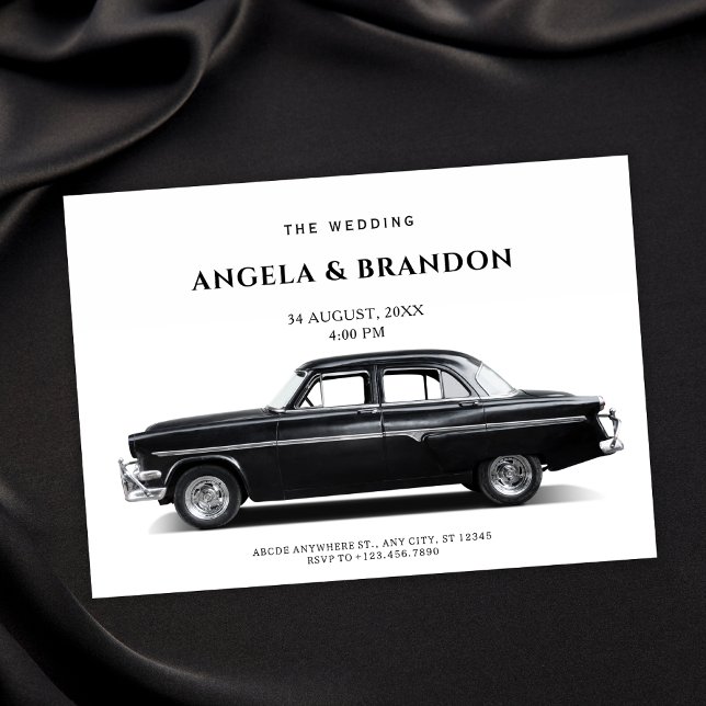 Black Classic Car Bröllop Inbjudningar (Skapare uppladdad)