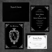 Black Classic gothic bröllopsinbjudan