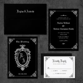Black Classic gothic bröllopsinbjudan Inbjudningar