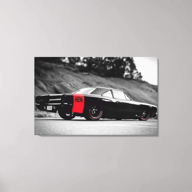 Black Classic Muscle Car Canvastryck (Framsida)