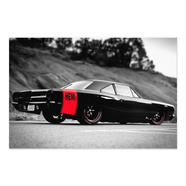 Black Classic Muscle Car Fototryck (Framsidan)