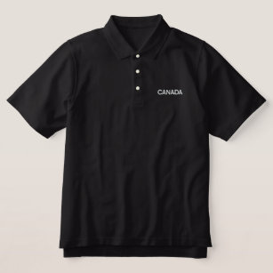 Black Classic Polo Shirt Embroized white CANADA