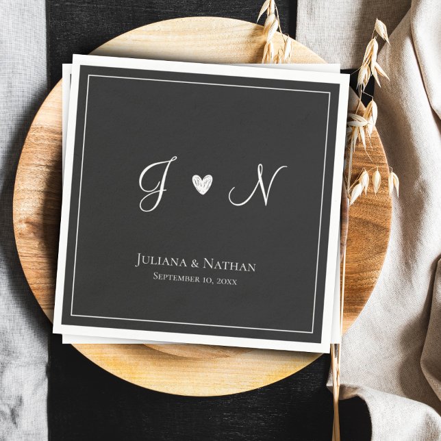 Black Classic Simple Modern Initialer Monogram Nam Pappersservett (Skapare uppladdad)