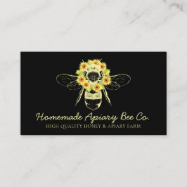 Black Classy Solros Blommigt Apiary honey Bee Visitkort