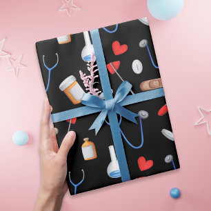 Black Clinical Doktor Nurse Medical Verktyg Birthd Presentpapper