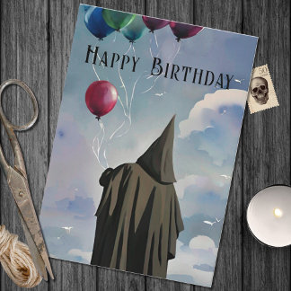 Black Cloak Ballods & Clouds Gothic Birthday Kort