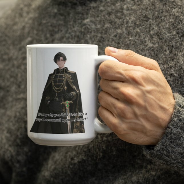 Black Cloak Royal Anime Guy Kaffemugg (Skapare uppladdad)