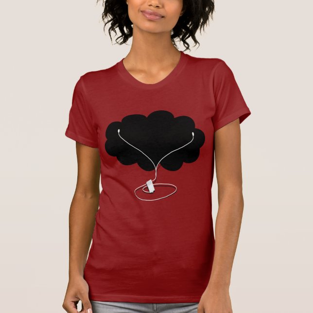 Black Cloud med Ear Buds Tee Shirt (Framsida)