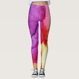 Bläck Cloud Swirl Abstrakt Red Gult Violet Leggings