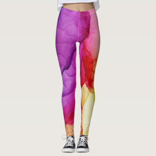 Bläck Cloud Swirl Abstrakt Trendig Red Gult Violet Leggings