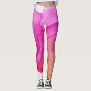 Bläck Cloud Swirl Abstrakt Trendig Shock rosa Pea Leggings