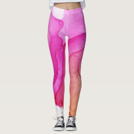 Bläck Cloud Swirl Abstrakt Trendig Shock rosa Peac Leggings