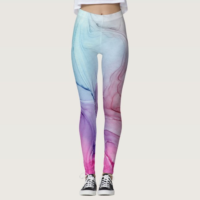 Bläck Cloud Swirl Abstrakt Trendig Violet Blue Lil Leggings (Framsida)