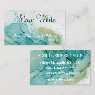 Bläck Cloud Swirl Trendig Modern Teal Oliv grönt Visitkort