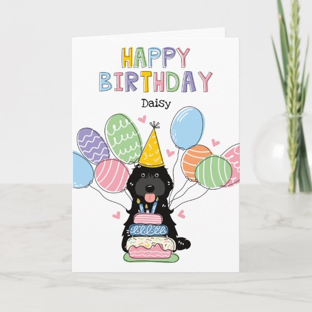 Black Cockapoo Cavapoo Hund Grattis på födelsedage Kort (Framsida)