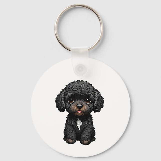 Black Cockapoo Nyckelring (Framsida)