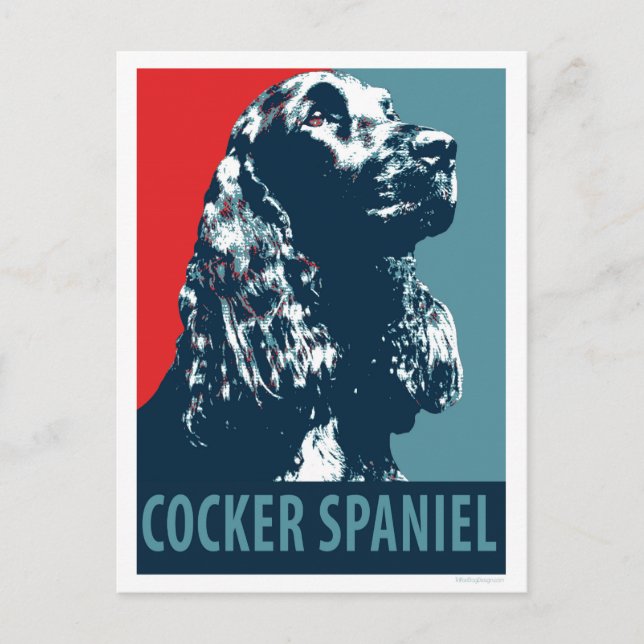 Black Cocker Spain Hope Hund Pop Art Vykort (Framsida)