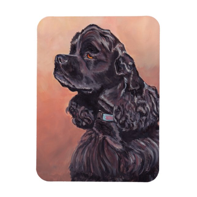 Black Cocker Spain Hund Art Flexible Magnet (Vertikal)