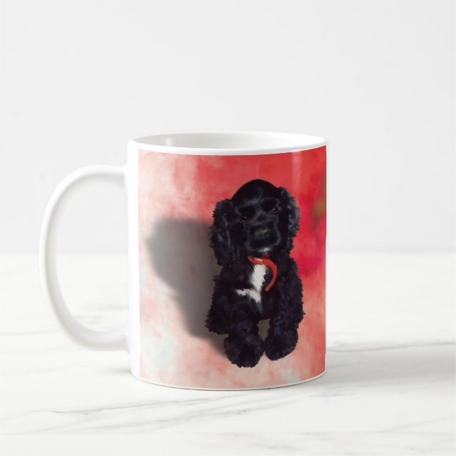 Black Cocker Spain Puppy - Abby Kaffemugg (Vänster)