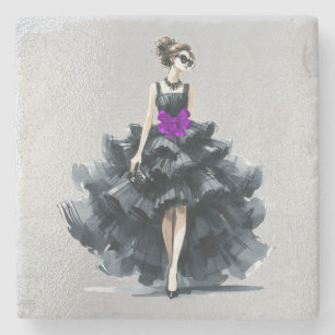 Black Cocktail Gown, Lila Bow, Shades Stenunderlägg