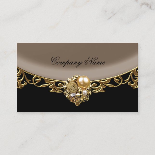Black Coffee Brown Guld Elegant Boutique-profil Visitkort (Framsida)