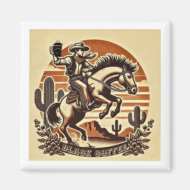 Black Coffee Cowboy Magnet (Framsidan)