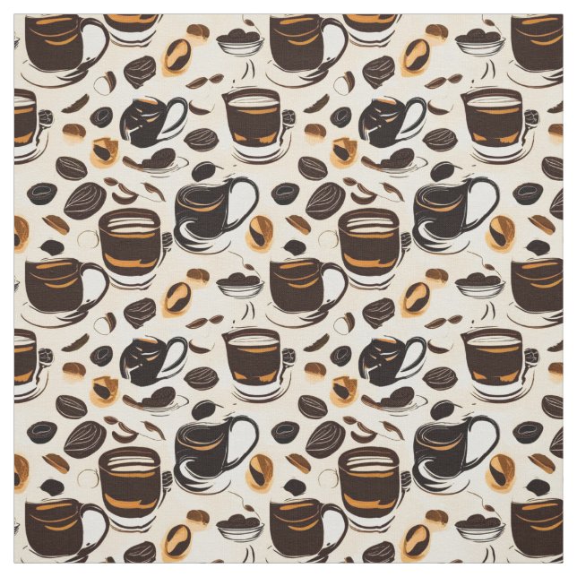 Black Coffee Oil Paint Mönster Tyg (Provkarta)