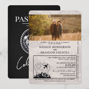 Black Colorado Passport Bröllop Inbjudningar