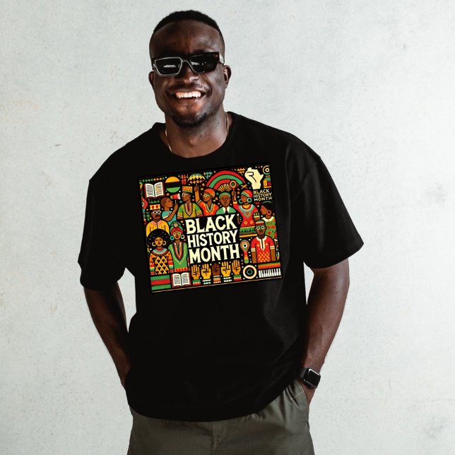 Black Colorful Afro Culture Graphics T Shirt (Colorful Afro Culture Black Men's T-shirt )