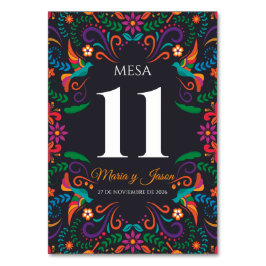 Black Colorful Floral Nuestra Boda Spanish Wedding Bordsnummer