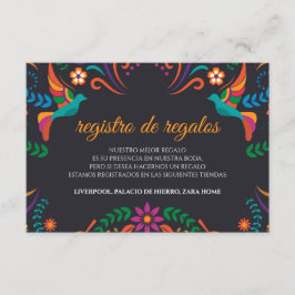 Black Colorful Floral Nuestra Boda Spanish Wedding Tilläggskort