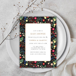 Black Colorful Little Wildblomme Ram Baby Shower Inbjudningar