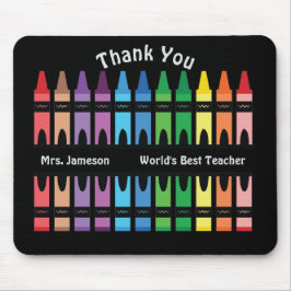 Black Colorful World's Best Teacher Rainbow Crayon Musmatta