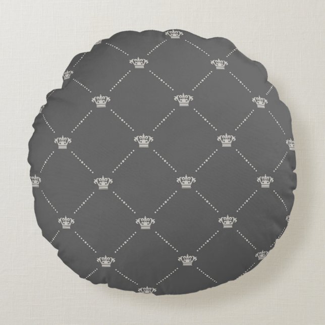 Black colour Round Pillow Rund Kudde (Framsidan)