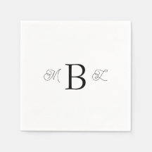 Black Combo Font Monogram White Bröllop Cocktail