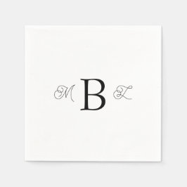 Black Combo Font Monogram White Bröllop Cocktail Pappersservett