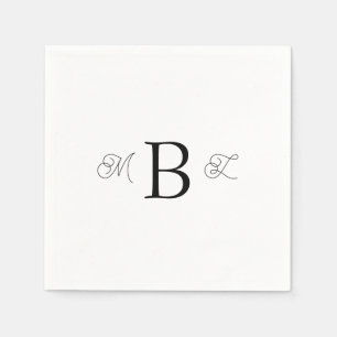 Black Combo Font Monogram White Bröllop Cocktail Pappersservett