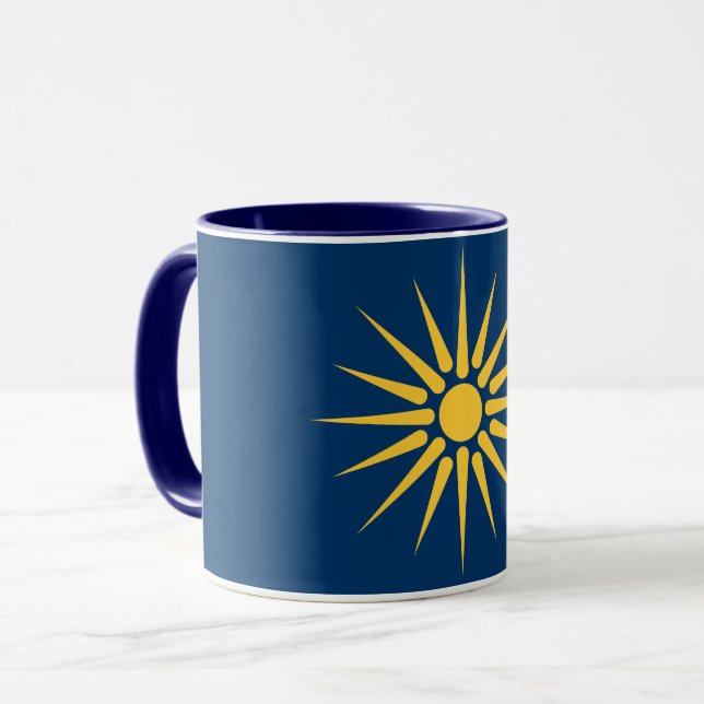 Black Combo Mug with flag of Macedonia, Greece Mugg (Framsida vänster)