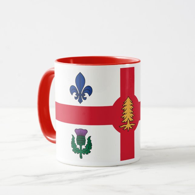 Black Combo Mug with flag of Montreal, Quebec Mugg (Framsida vänster)