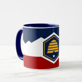 Black Combo Mug with flag of Utah State, USA Mugg