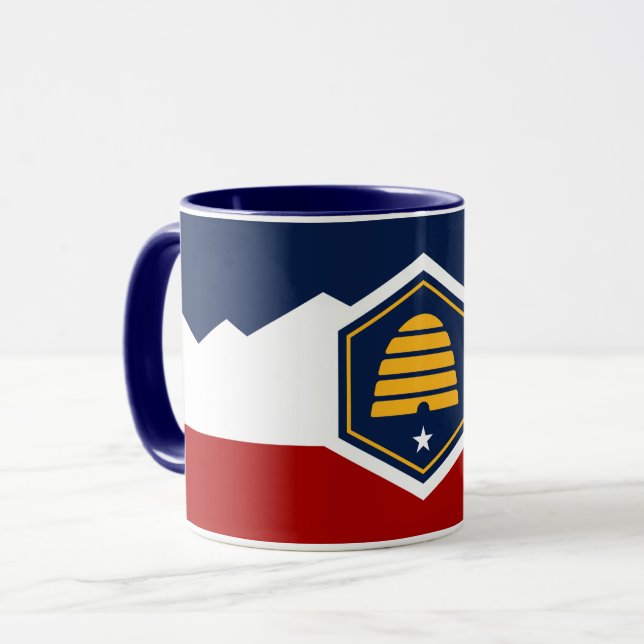 Black Combo Mug with flag of Utah State, USA Mugg (Framsida vänster)