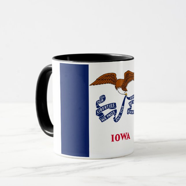 Black Combo Mugg med flagga av Iowa, USA (Framsida vänster)