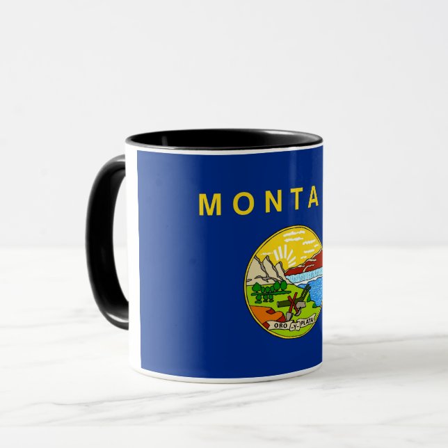 Black Combo Mugg med flagga av Montana, USA (Framsida vänster)
