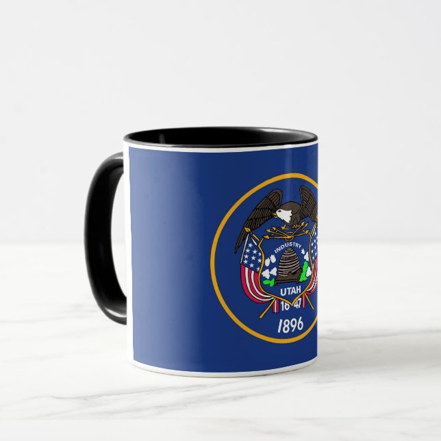 Black Combo Mugg med flagga av Utah, USA (Framsida vänster)