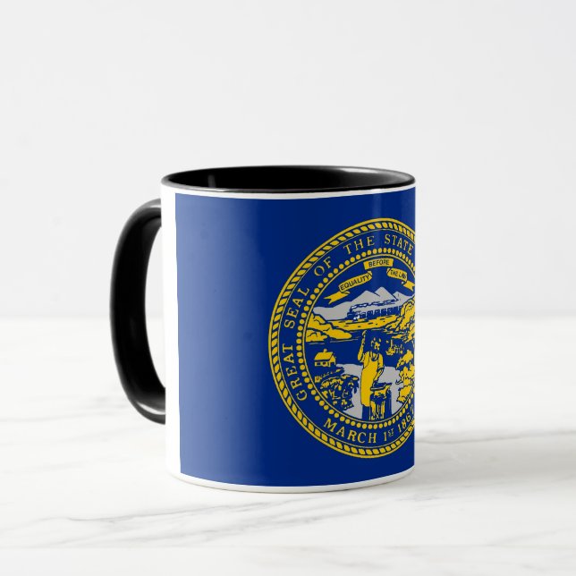 Black Combo Mugg med flagga Nebraska, USA (Framsida vänster)