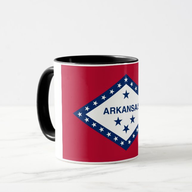 Black Combo Mugg med flagga of Arkansas, USA (Framsida vänster)