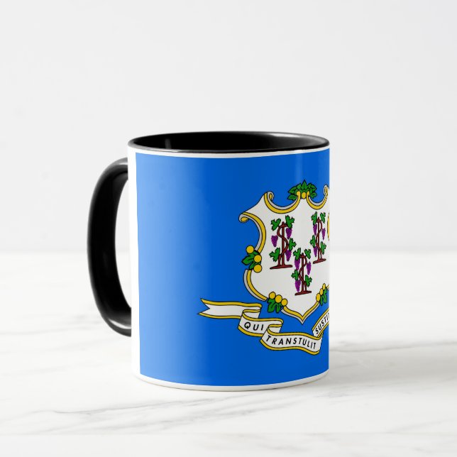 Black Combo Mugg med flagga of Connecticut, USA (Framsida vänster)