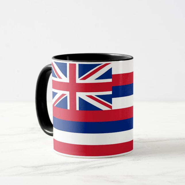 Black Combo Mugg med flagga of Hawaii, USA (Framsida vänster)