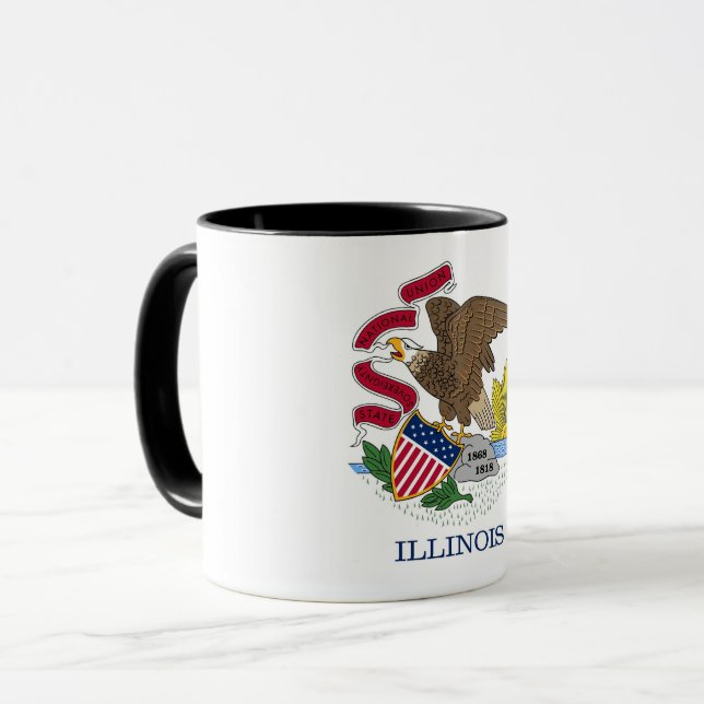 Black Combo Mugg med flagga of Illinois, USA (Framsida vänster)
